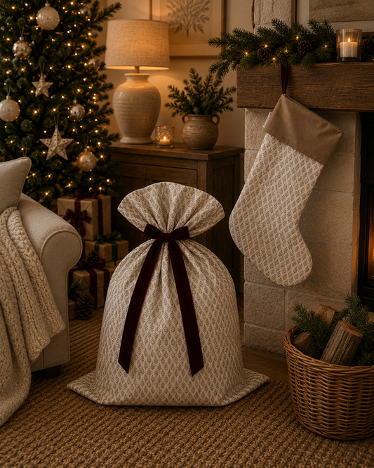 Florrie Luxury Large Velvet-Lined Christmas Santa Sack