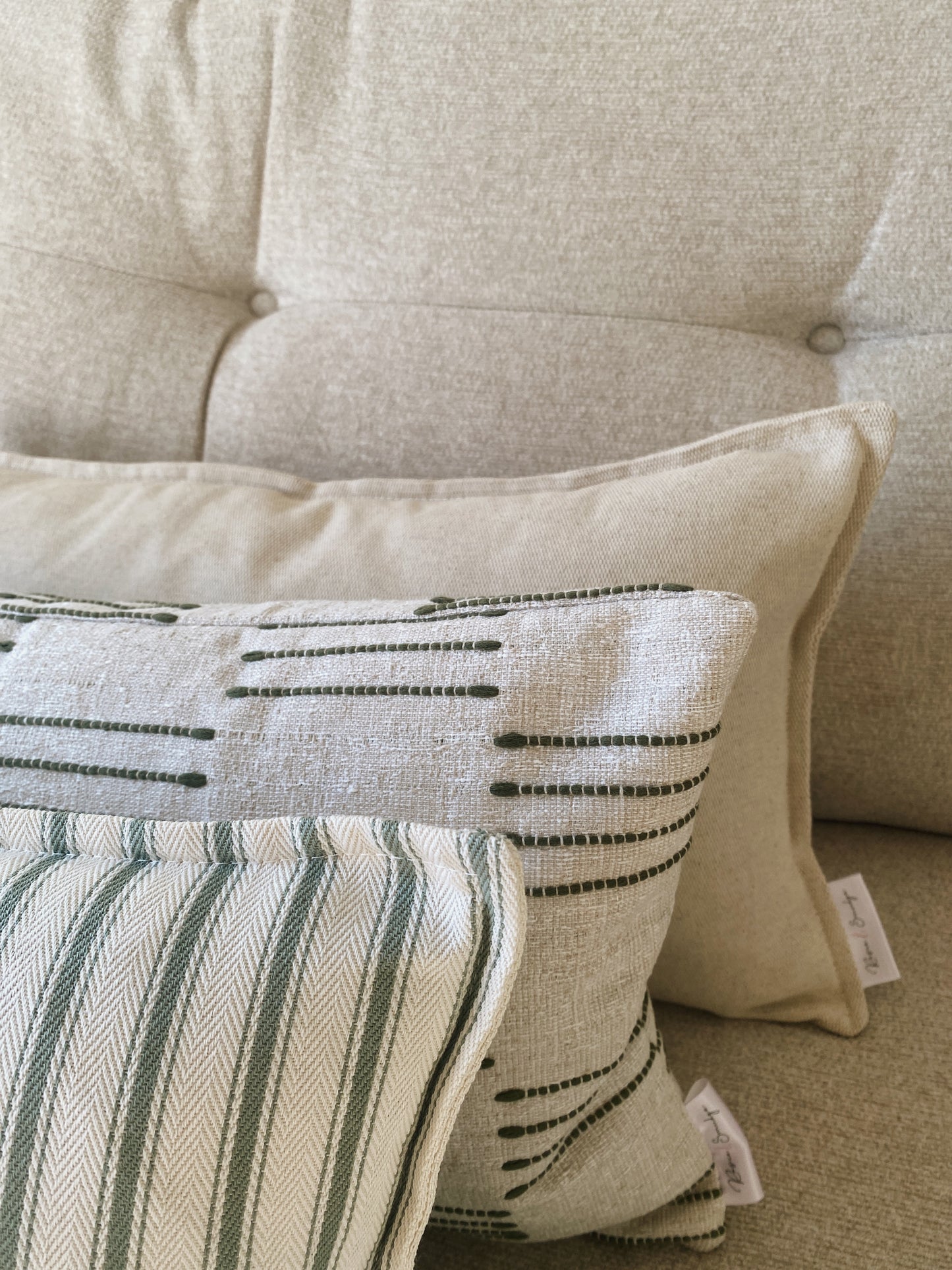 The Olive - Green Woven Rustic Textured Cushion
