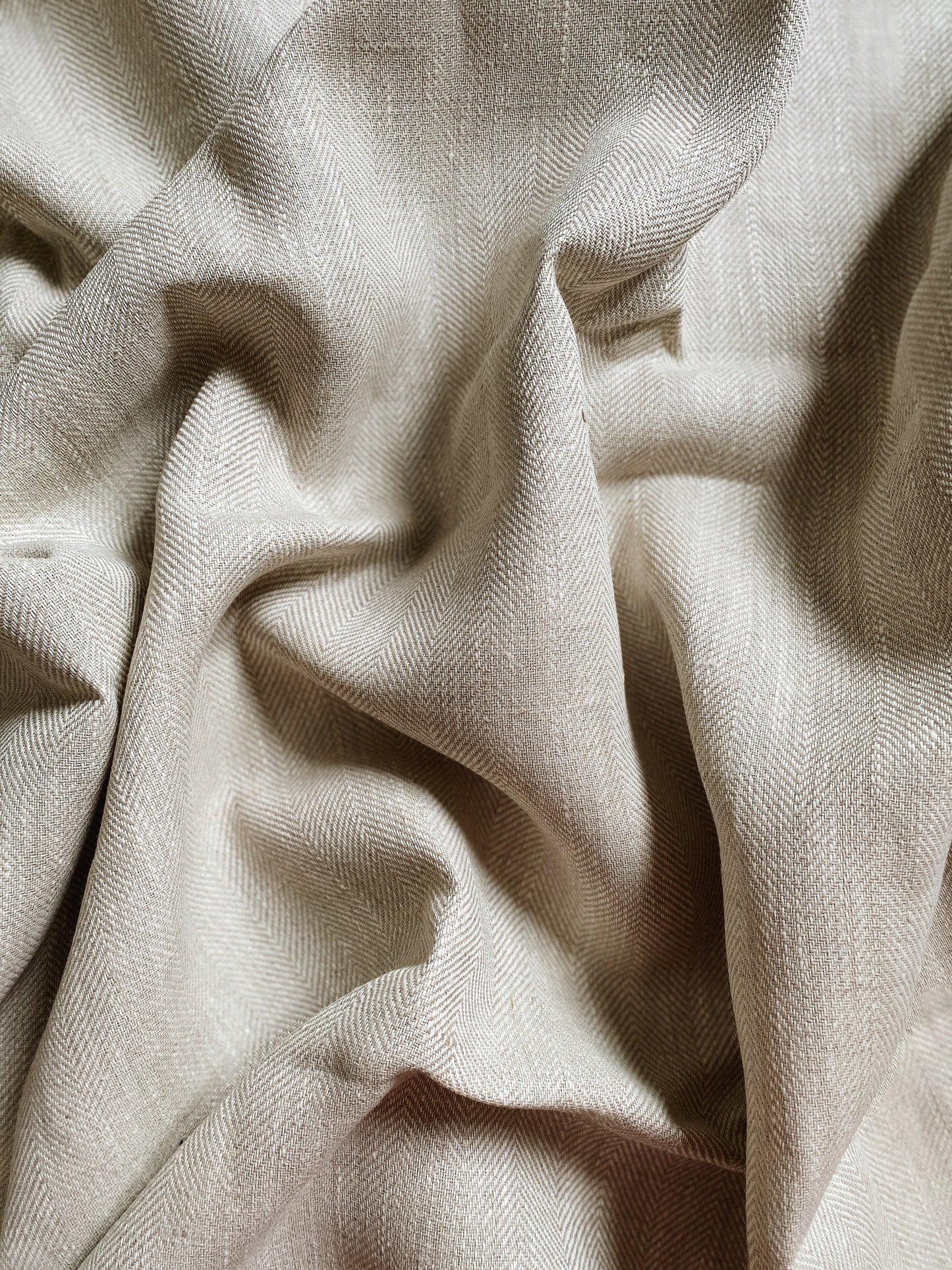 The Tilly - Beige Linen Herringbone Fringed Cushion
