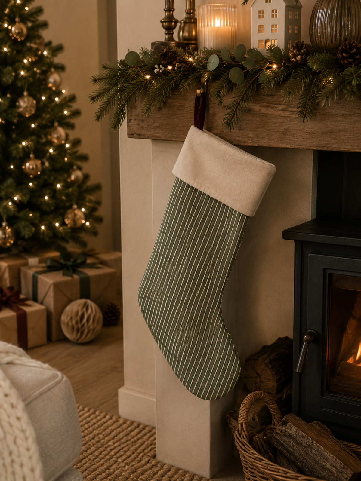 The Valerie Luxury Velvet-Lined Christmas Stocking