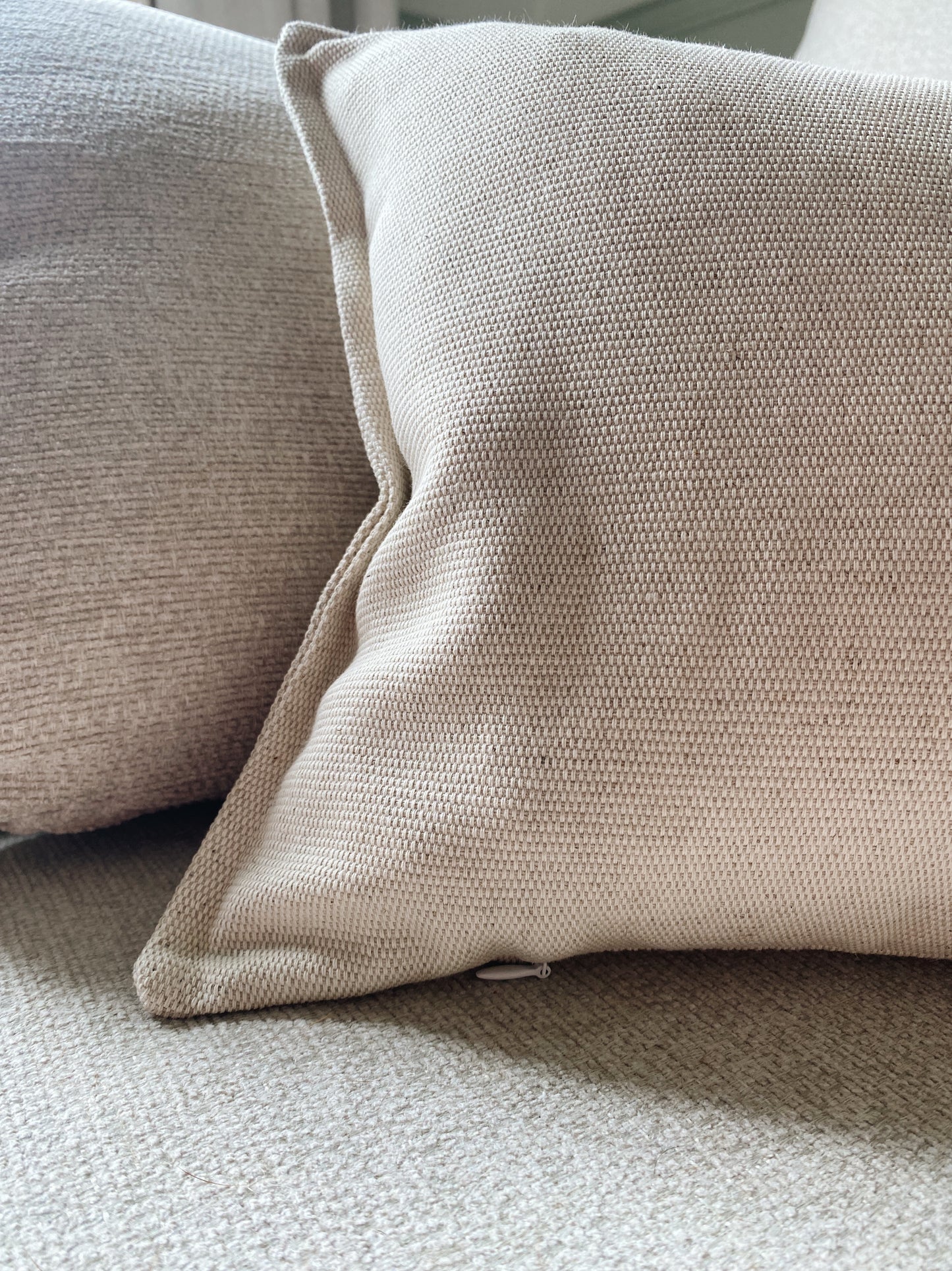 The Hazel - Cream Woven Cushion With Top Stitch Border