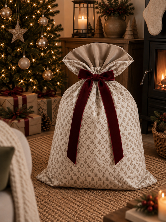 Florrie Luxury Large Velvet-Lined Christmas Santa Sack