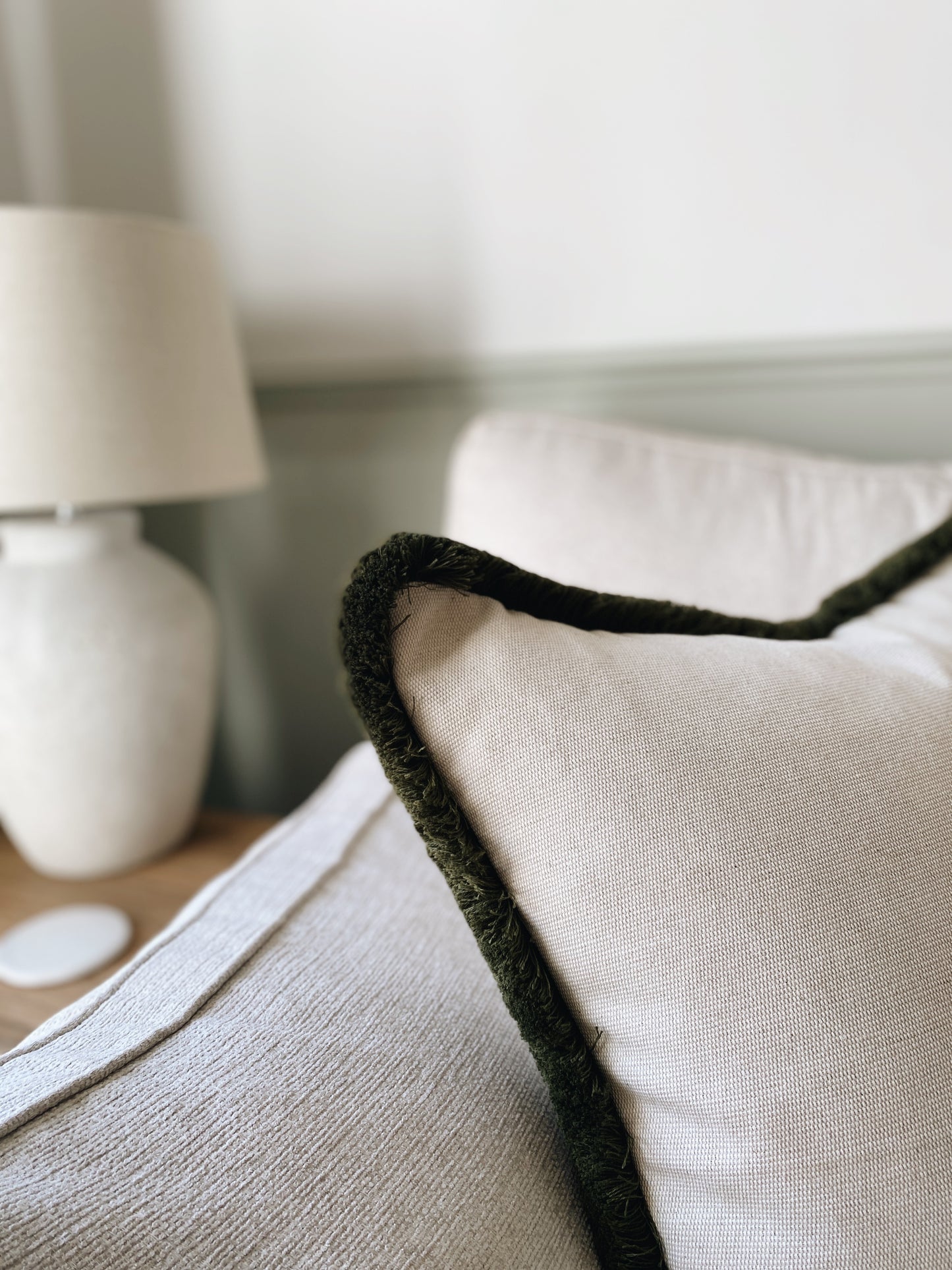The Hazel - Cream Neutral Woven Fringed Cushion