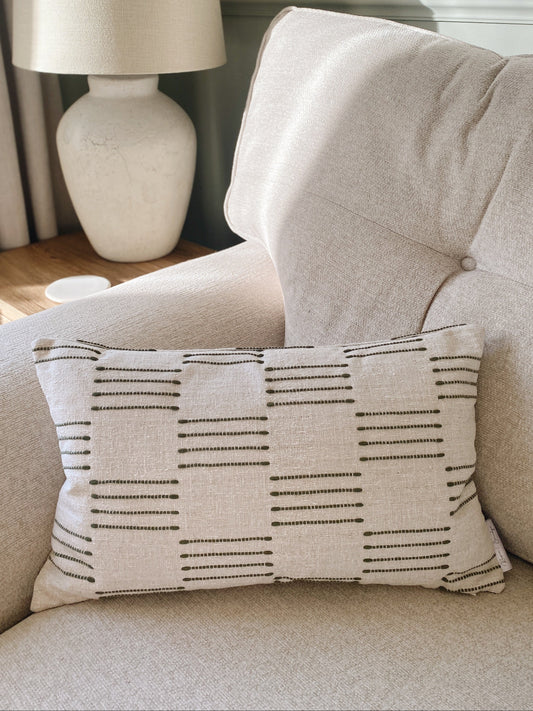 The Olive - Green Woven Rustic Textured Cushion