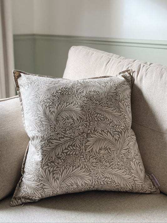 The Delilah - Green Floral Cushion With Top Stitch Border