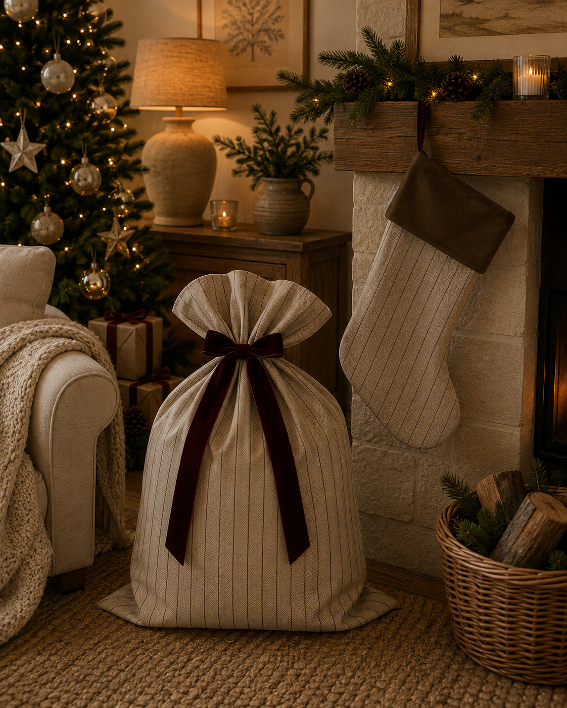 The Mabel Luxury Velvet-Lined Christmas Stocking