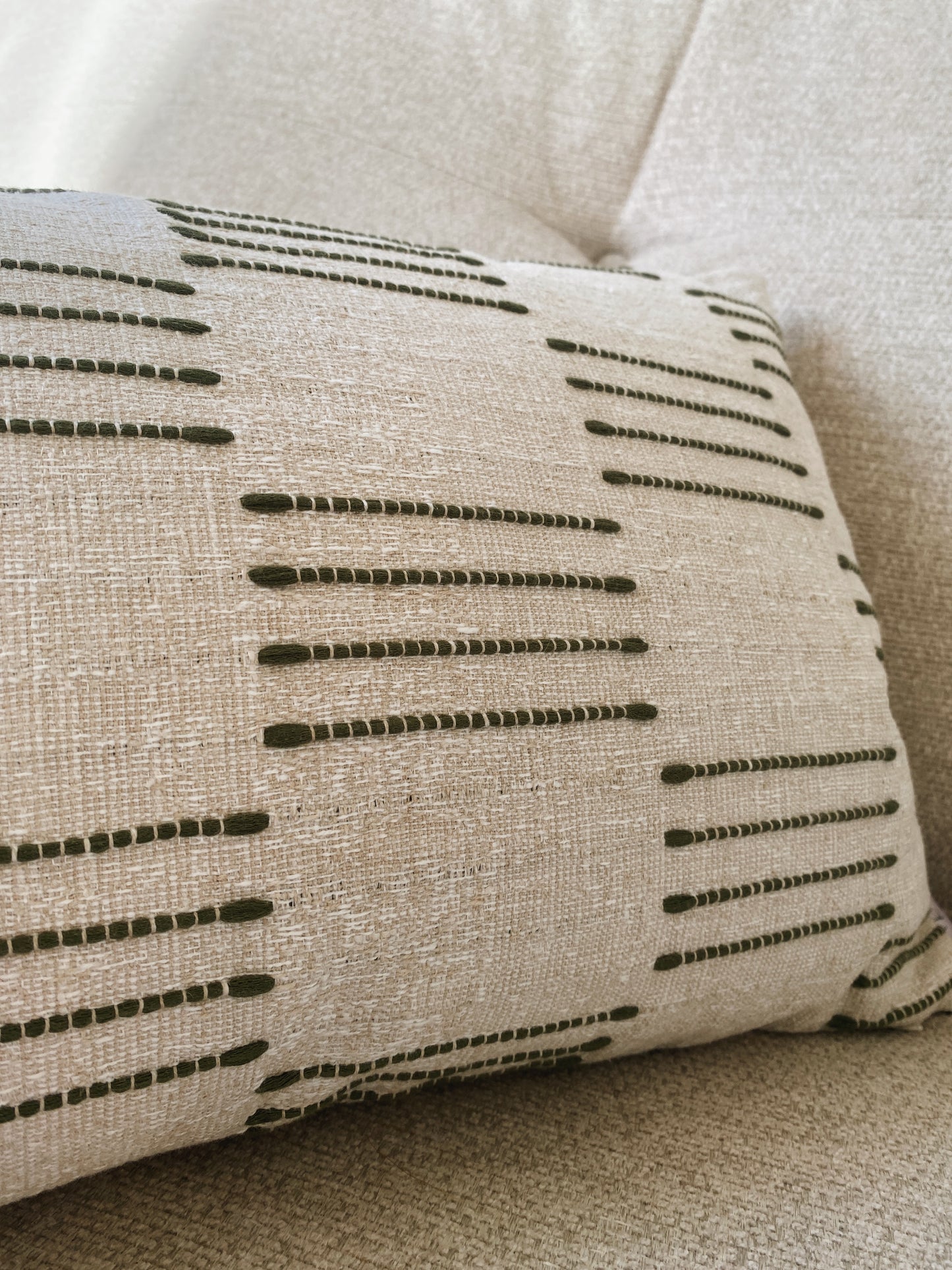 The Olive - Green Woven Rustic Textured Cushion
