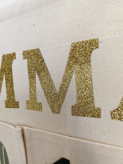 Personalised Christmas Advent Calendar in Green & Gold Glitter