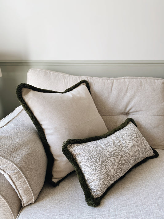 Outlet - The Delilah - Green Floral Fringed Cushion