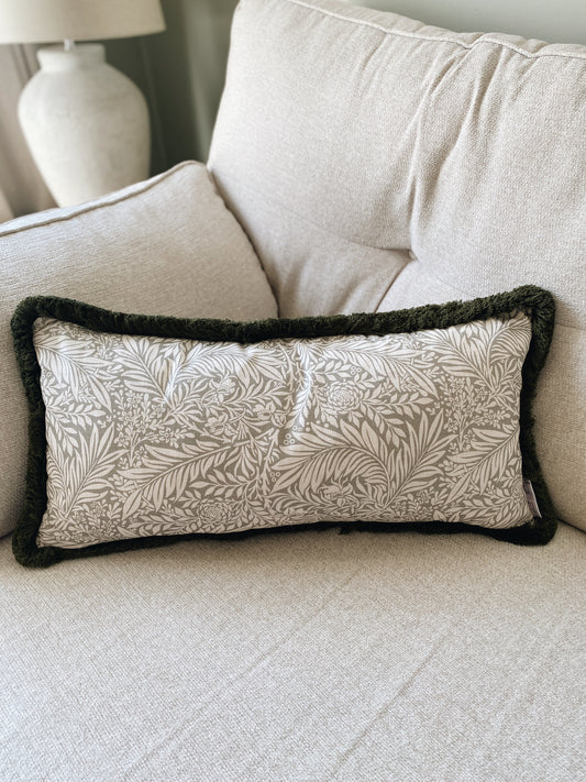The Delilah - Green Floral Fringed Cushion