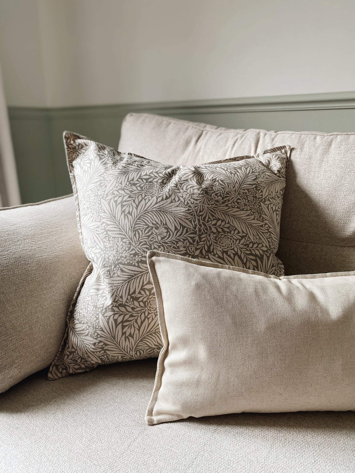 The Hazel - Cream Woven Cushion With Top Stitch Border
