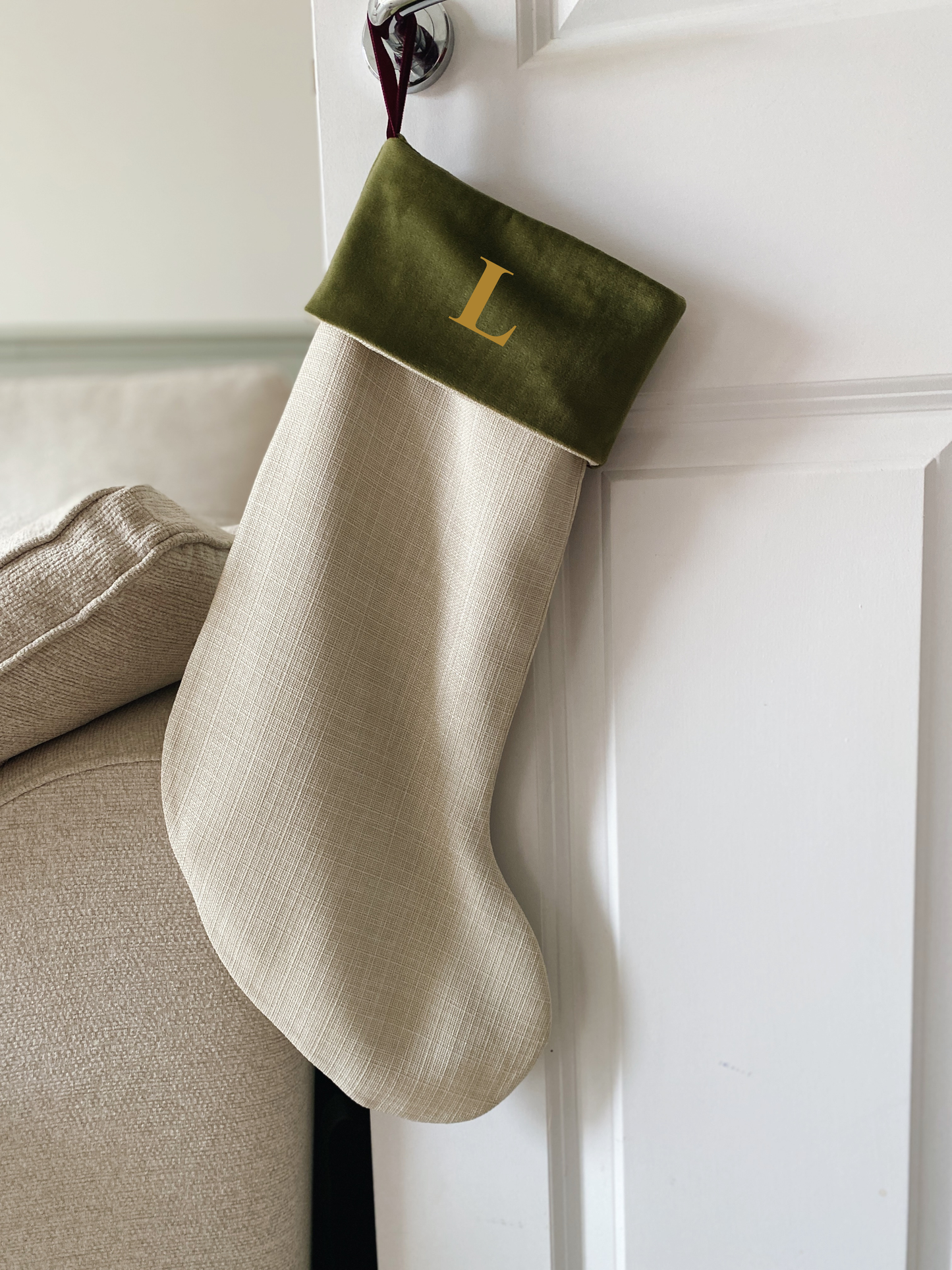 Personalised Luna Luxury Velvet-Lined Christmas Stocking