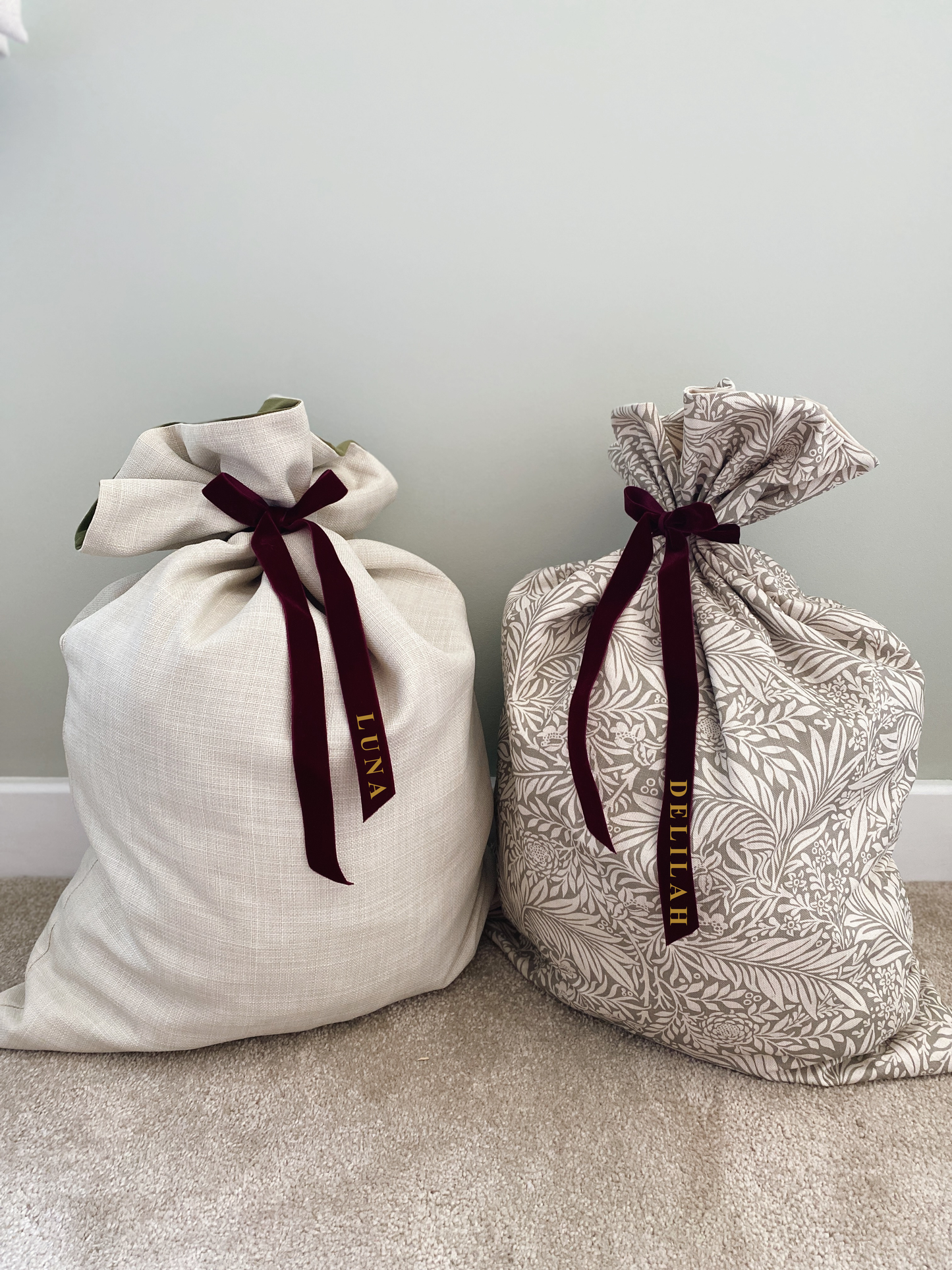 Personalised Luna Luxury Velvet-Lined Christmas Santa Sack