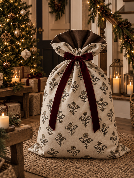 Kora Luxury Large Velvet-Lined Christmas Santa Sack