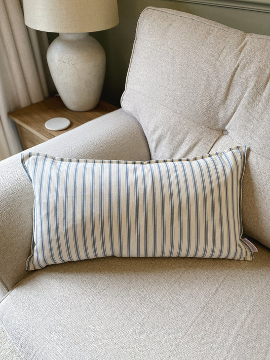 The Riley - Blue Ticking Stripe Oxford Edge Cushion