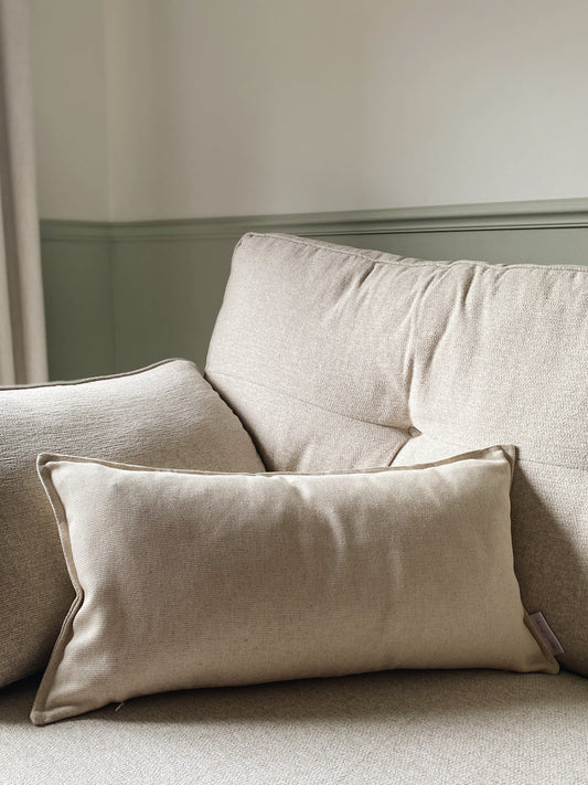 The Hazel - Cream Woven Cushion With Top Stitch Border