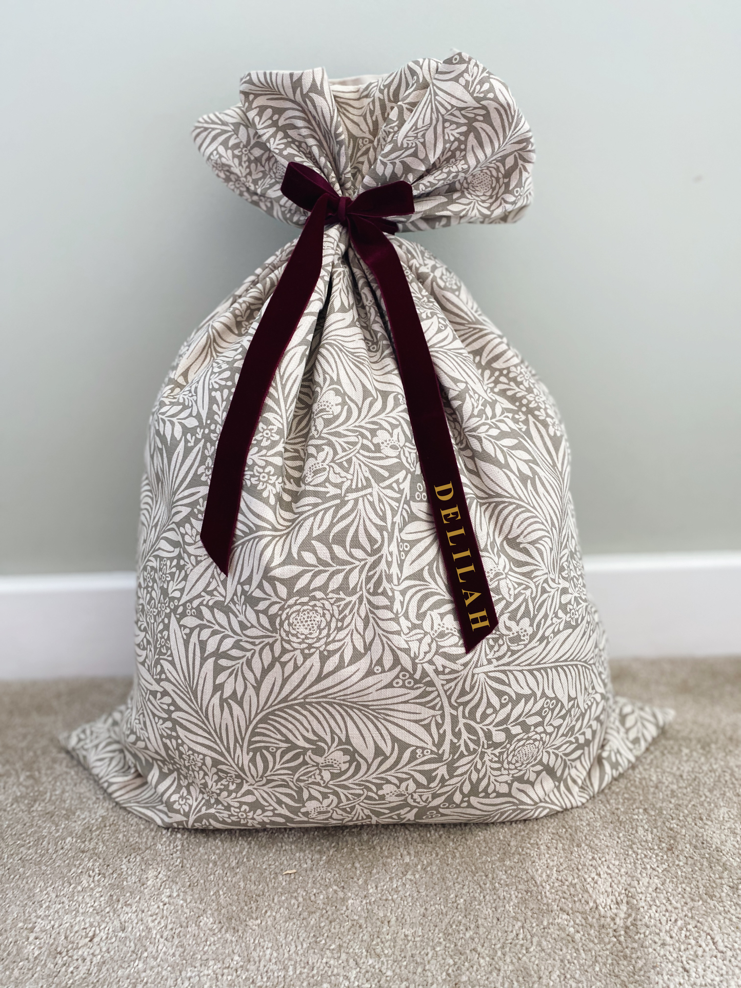Personalised Delilah Luxury Velvet-Lined Christmas Santa Sack