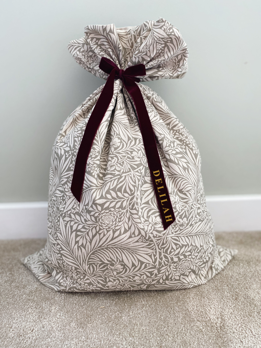 Personalised Delilah Luxury Velvet-Lined Christmas Santa Sack