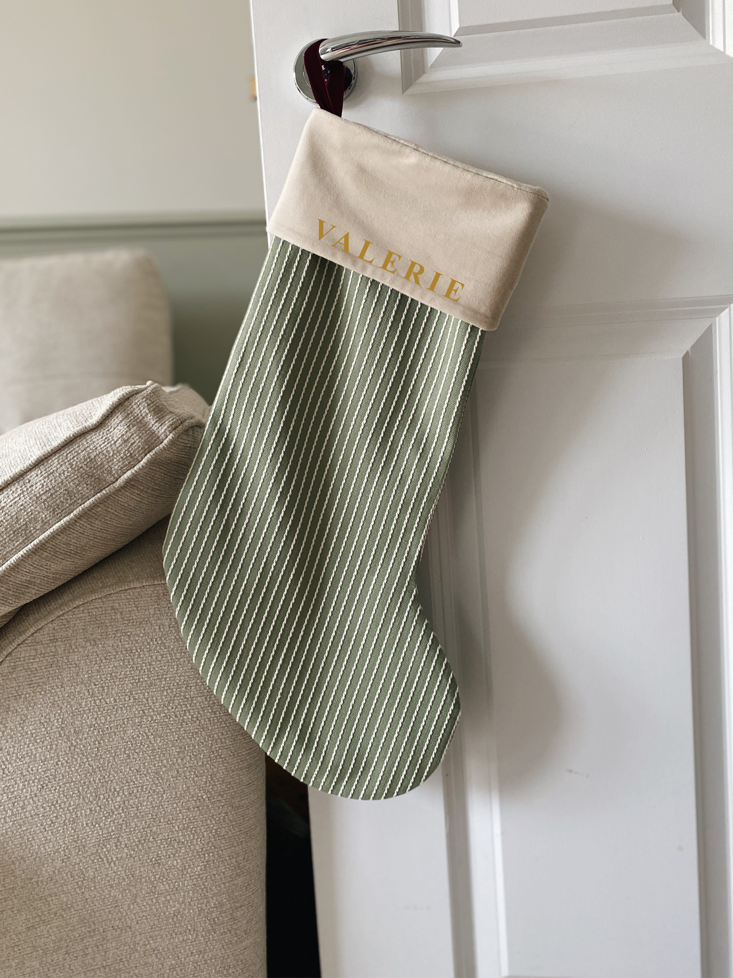 Personalised Valerie Luxury Velvet-Lined Christmas Stocking